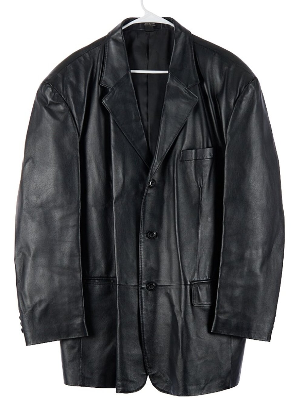 Vtg J FERRAR Black Leather Jacket 90s Grunge Matrix Minimalist Men's XL
